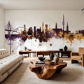 Hamburg Germany Skyline Purlpe & Gold Mural Wallpaper - room preview 04