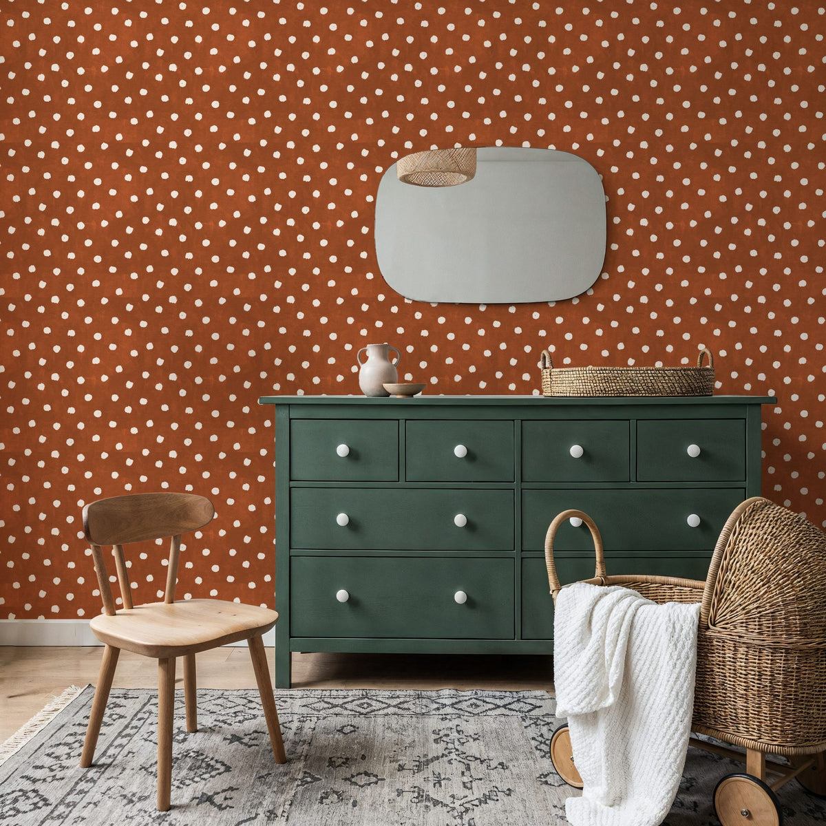 Autumn Dots Brown Mural Wallpaper - room preview 04