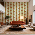Floral Stripe, Red Mural Wallpaper - room preview 04