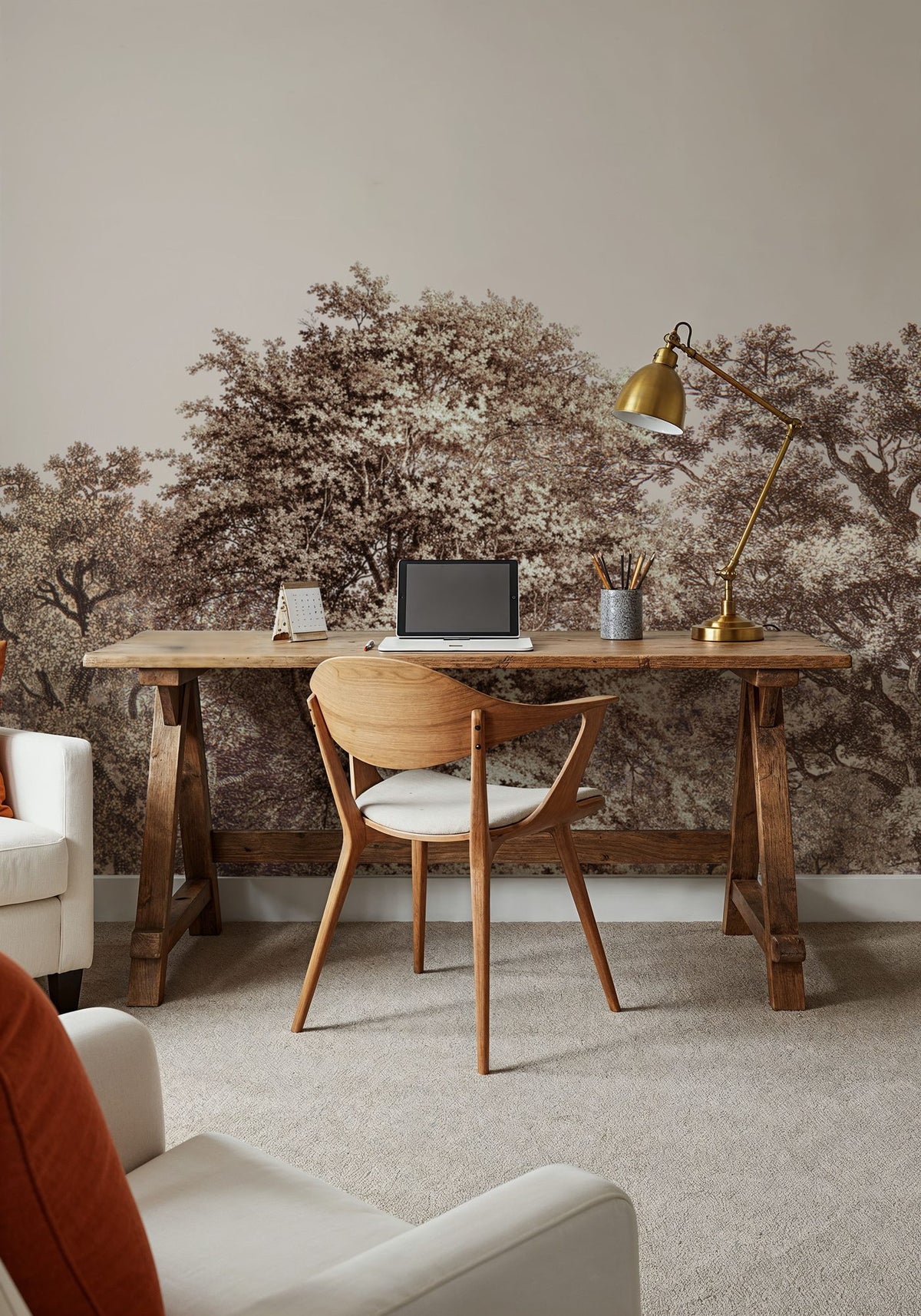 Over the Treetops, Sepia Mural Wallpaper - room preview 04
