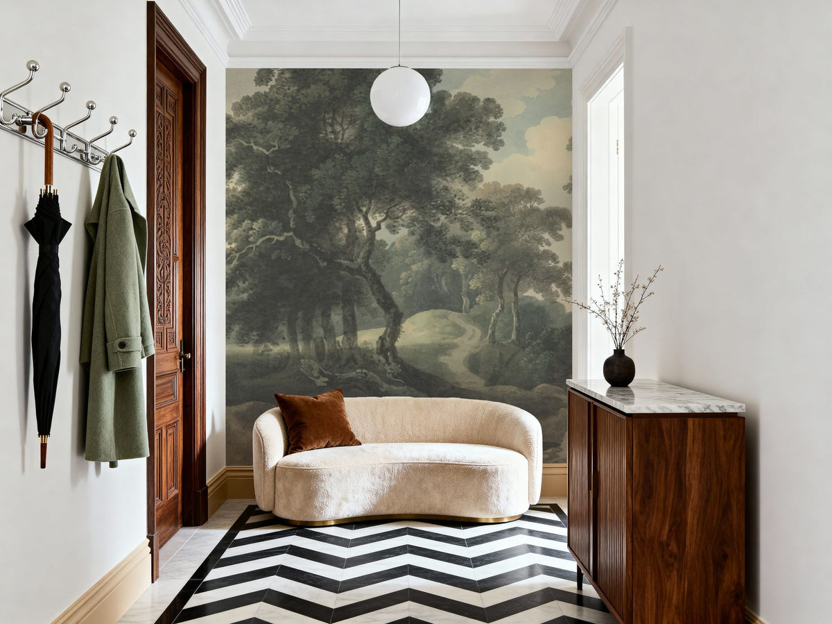 Historic Lands, Vintage Green Mural Wallpaper - room preview 04