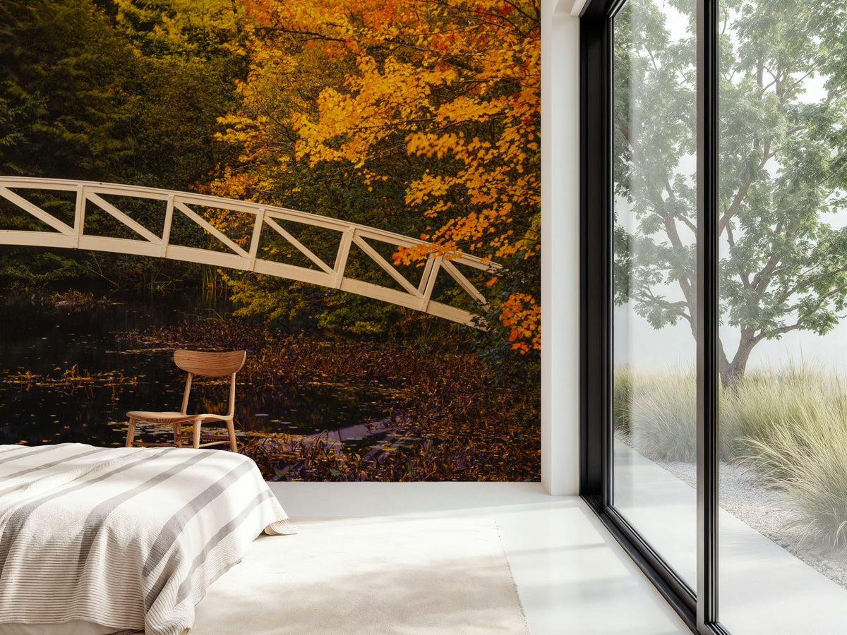 Autumn Footbridge Mural Wallpaper - room preview 04
