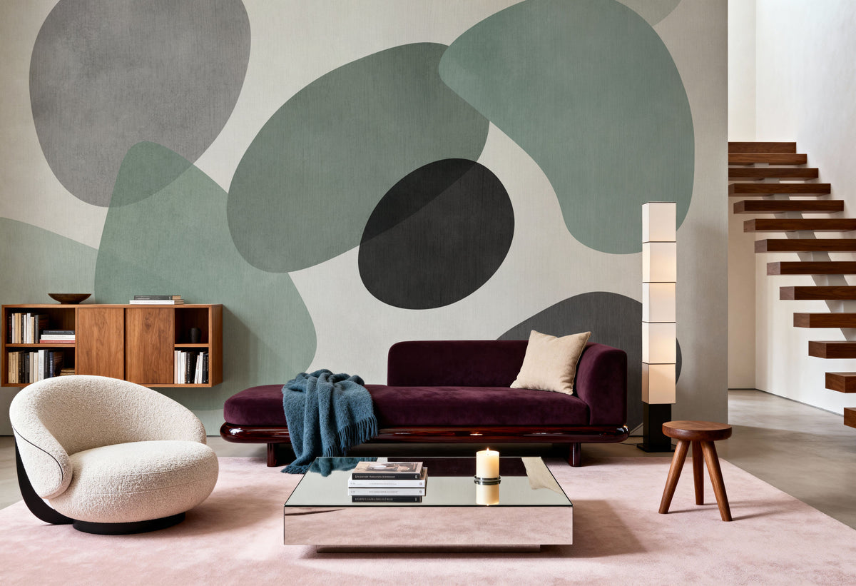 Lava Shapes, Seafoam Mural Wallpaper - room preview 04