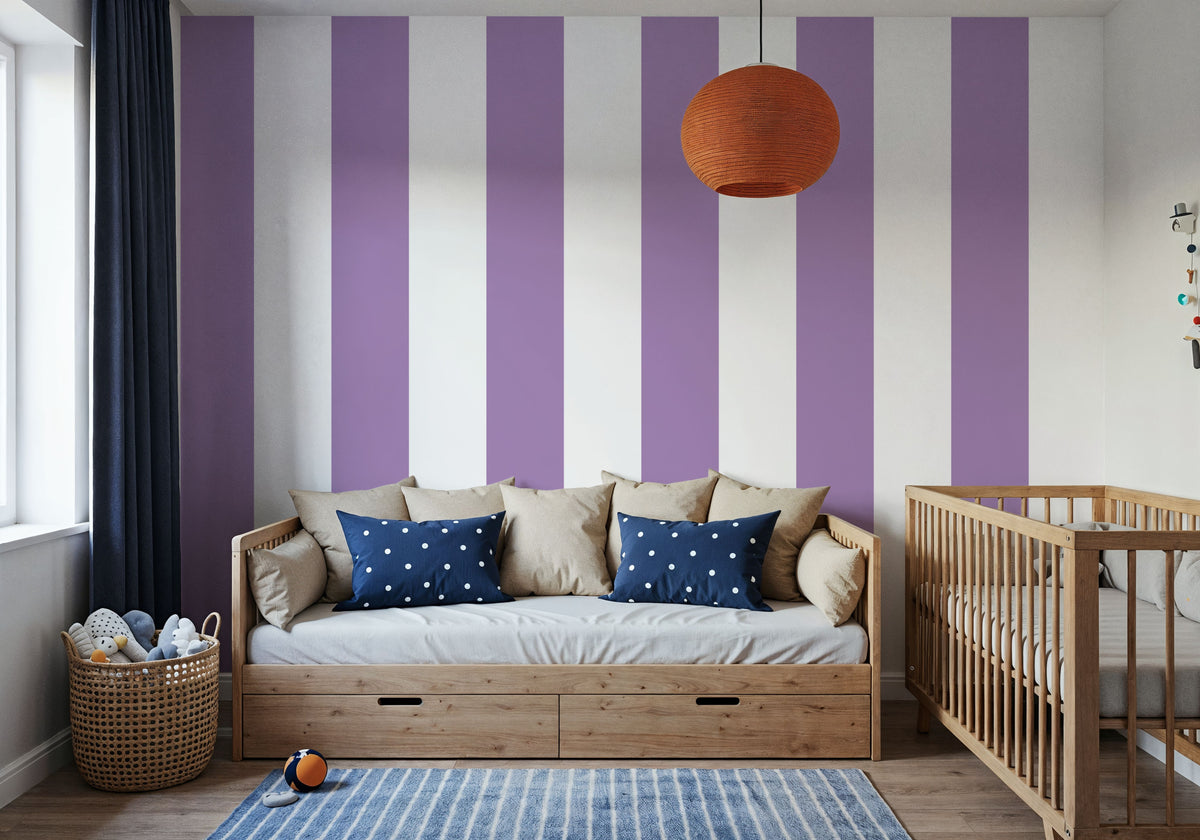 Circus Stripes, Purple Mural Wallpaper - room preview 04