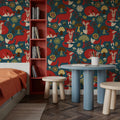 Friendly Foxes Mural Wallpaper - Red Tone - room preview 04