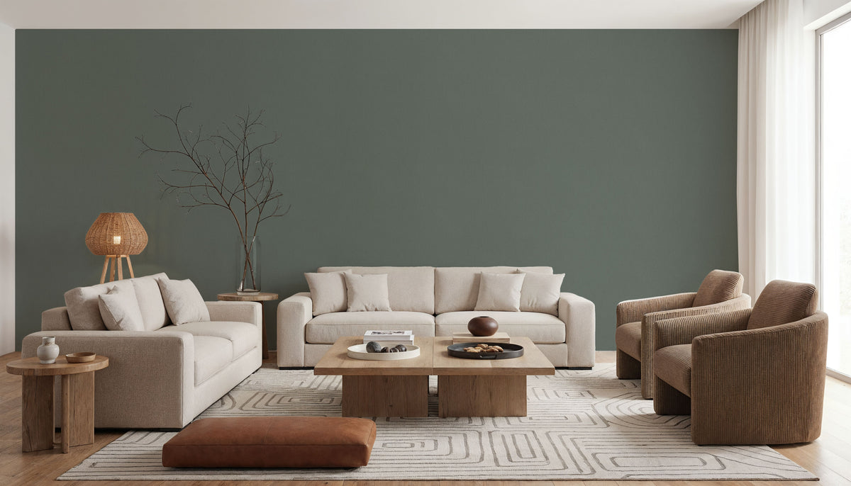 Faux Sand Stucco Finish, French Green Mural Wallpaper - room preview 04
