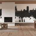 Worcester England Skyline Black & White Mural Wallpaper - room preview 04