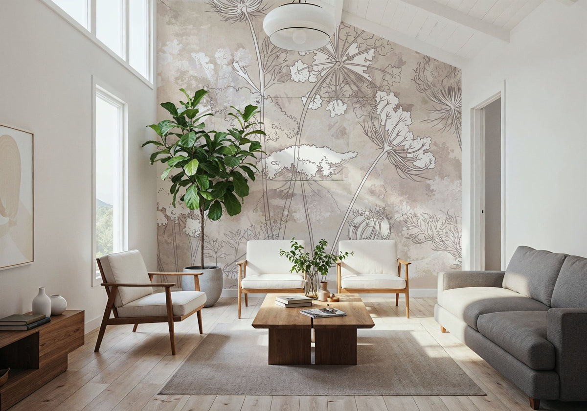 Wildflower Fresco Mural Wallpaper - room preview 04
