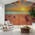 Golden Shore Sunrise Mural Wallpaper - Red Tone - room preview 04