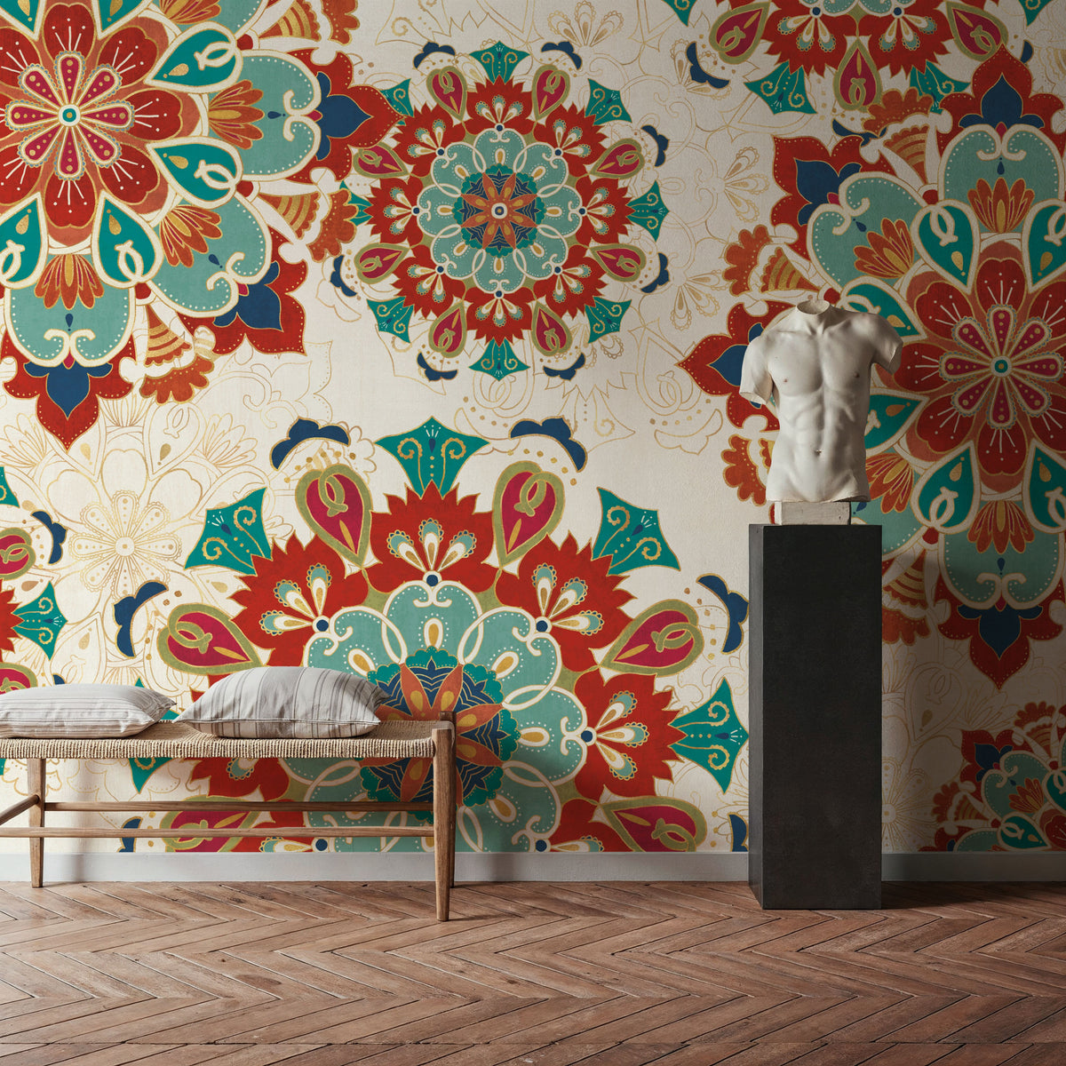 Folk Floral VIII Mural Wallpaper - room preview 04
