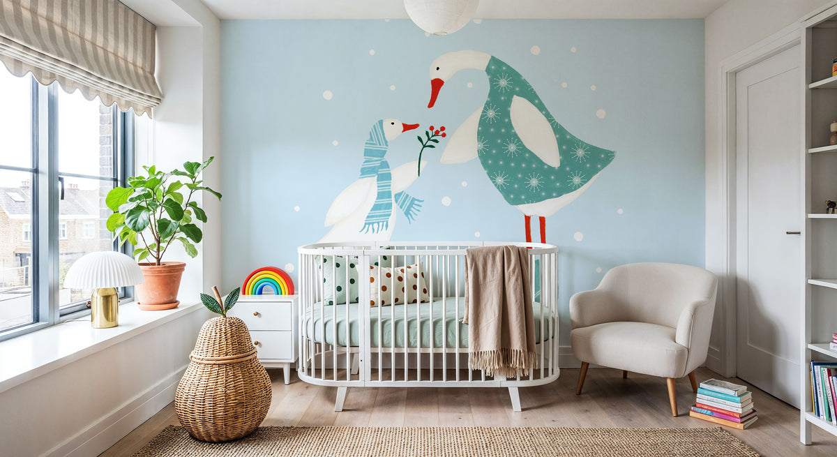 Ducks in the Snow II Mural Wallpaper - room preview 04