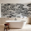 Ukiyo-e Clouds, Graphite Mural Wallpaper - room preview 04