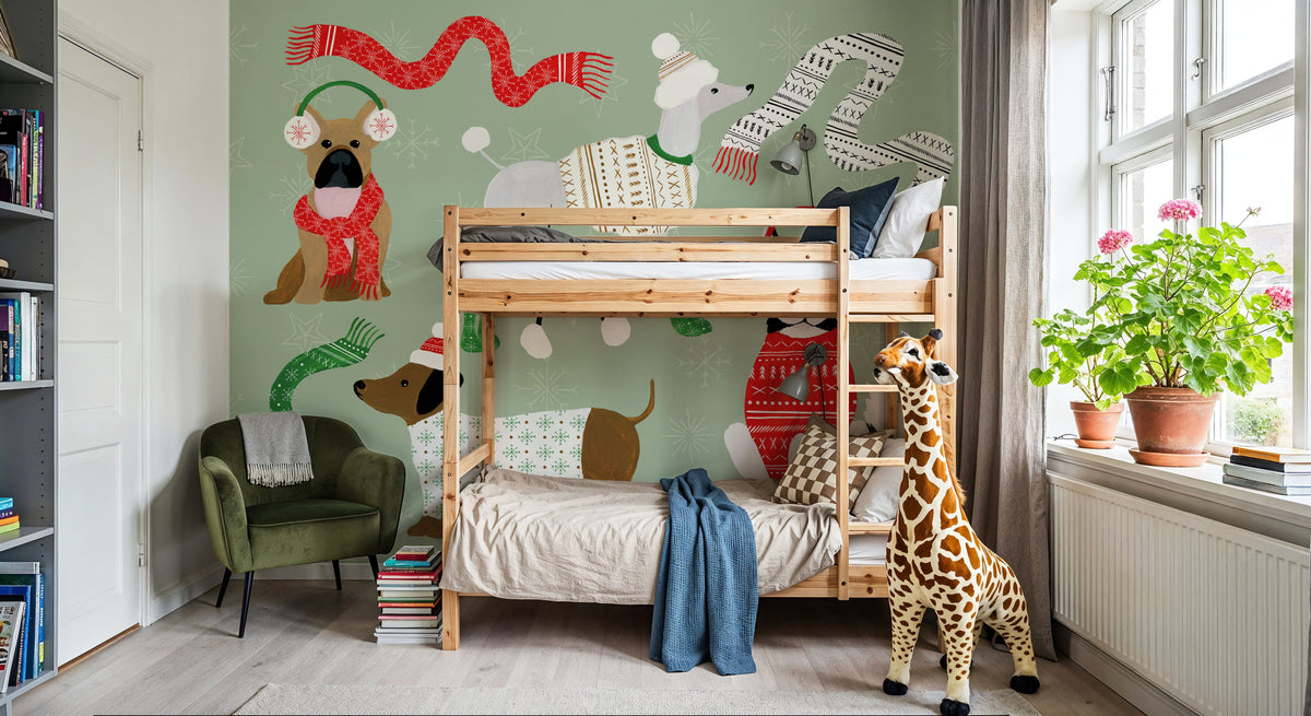 Puppy It's Cold Outside I Mural Wallpaper - room preview 04