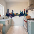 Tirana Skyline Blue & Bronze Mural Wallpaper - room preview 04