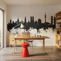 Munich Skyline Black & White Mural Wallpaper - room preview 04