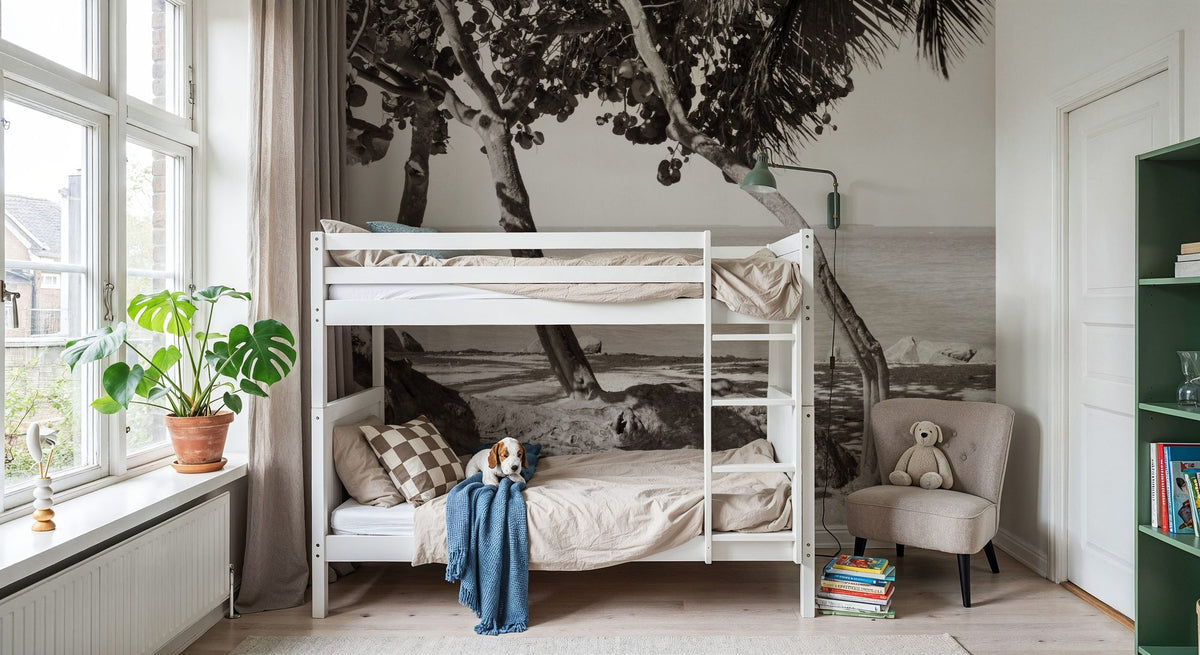 Fort Zachary Beach II BW Mural Wallpaper - room preview 04