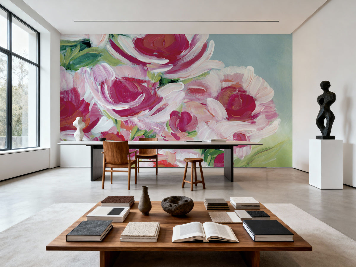 Peony Meadow Mural Wallpaper - room preview 04