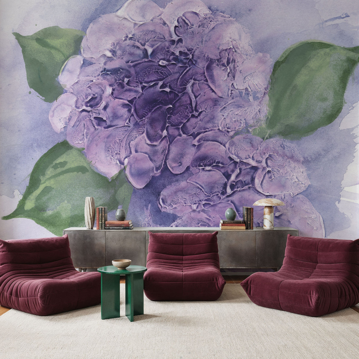 Dimensional Hydrangea I Mural Wallpaper - room preview 04