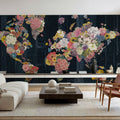 Botanical Floral Map Mural Wallpaper - room preview 04