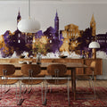 Varaždin Croatia Skyline Purple & Gold Mural Wallpaper - room preview 04