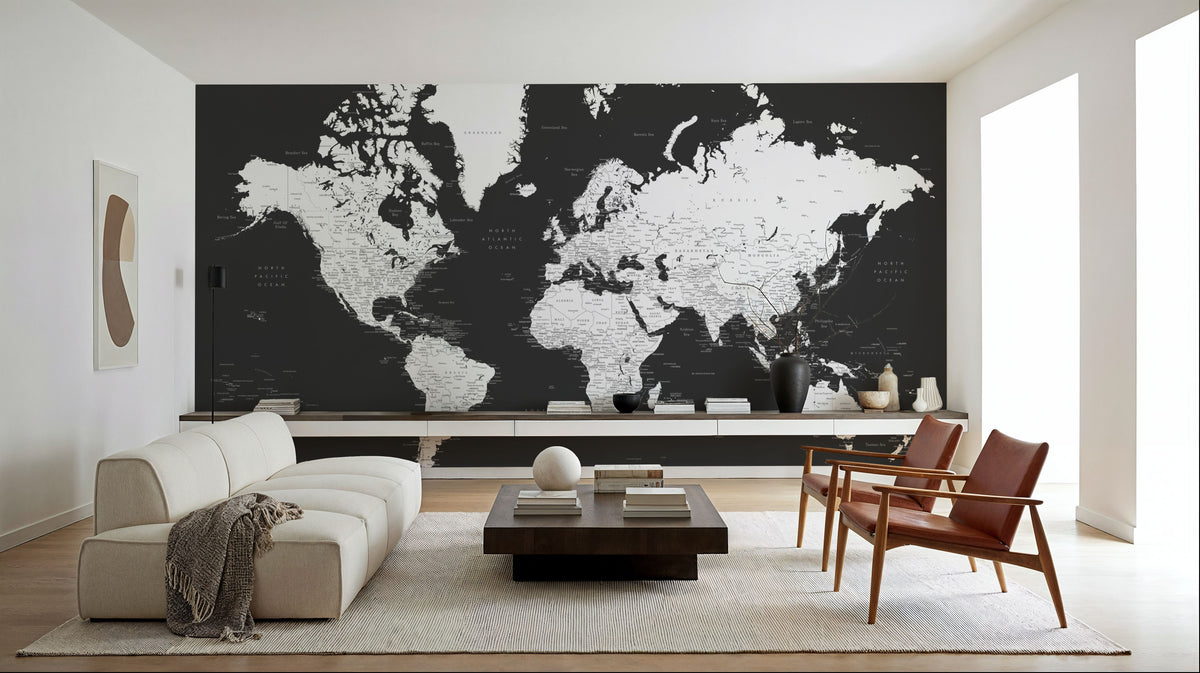 World Map Cities - Milo Mural Wallpaper - room preview 04