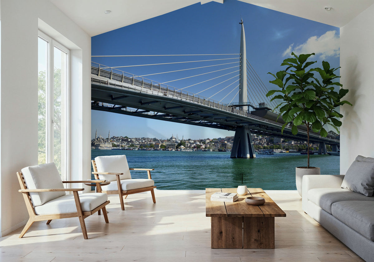 Urban Suspension Bridge Mural Wallpaper - room preview 04