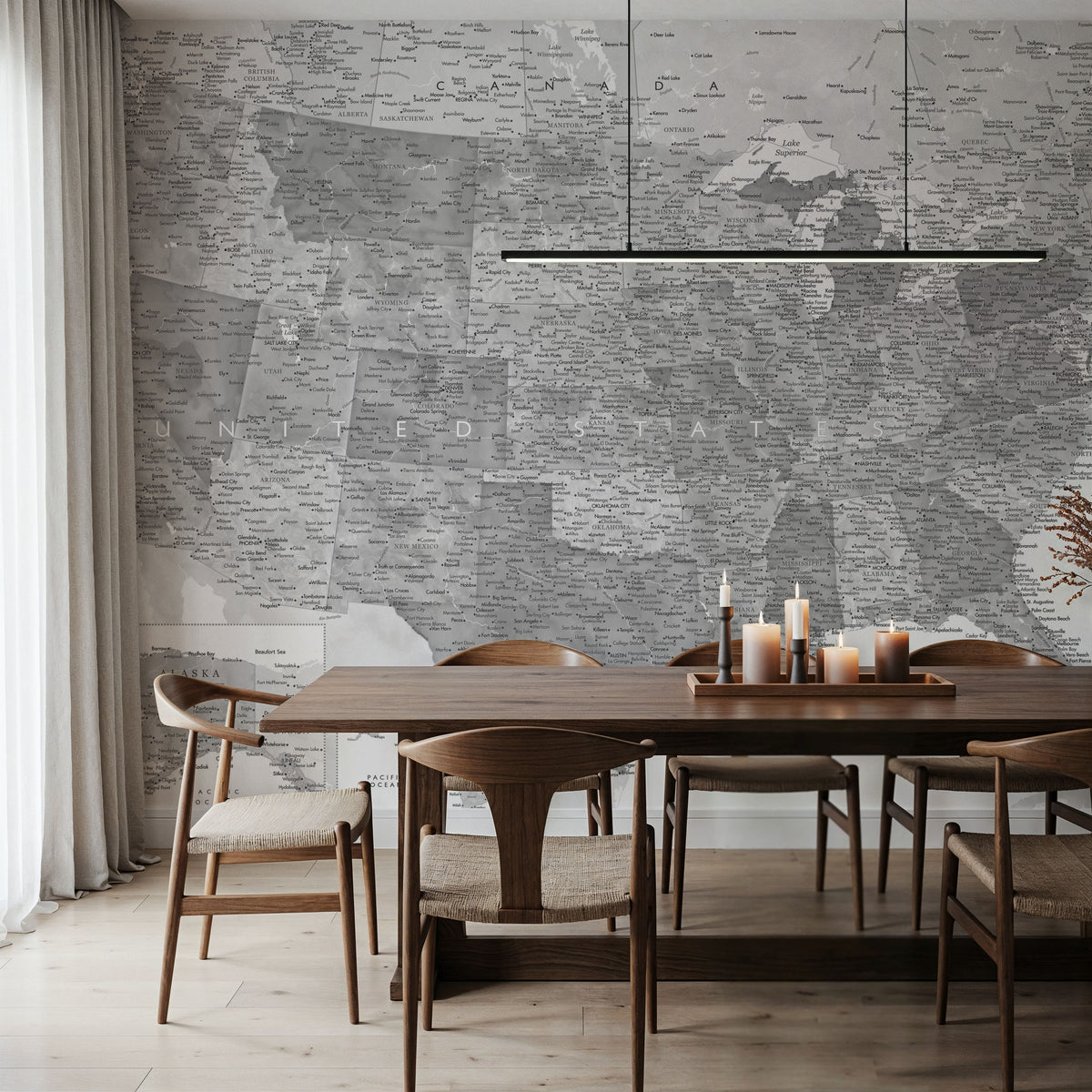 US Map Detailed - Jimmy Mural Wallpaper - room preview 04