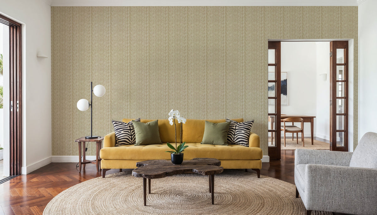 Faux Cloth Texture, Blonde Mural Wallpaper - room preview 04