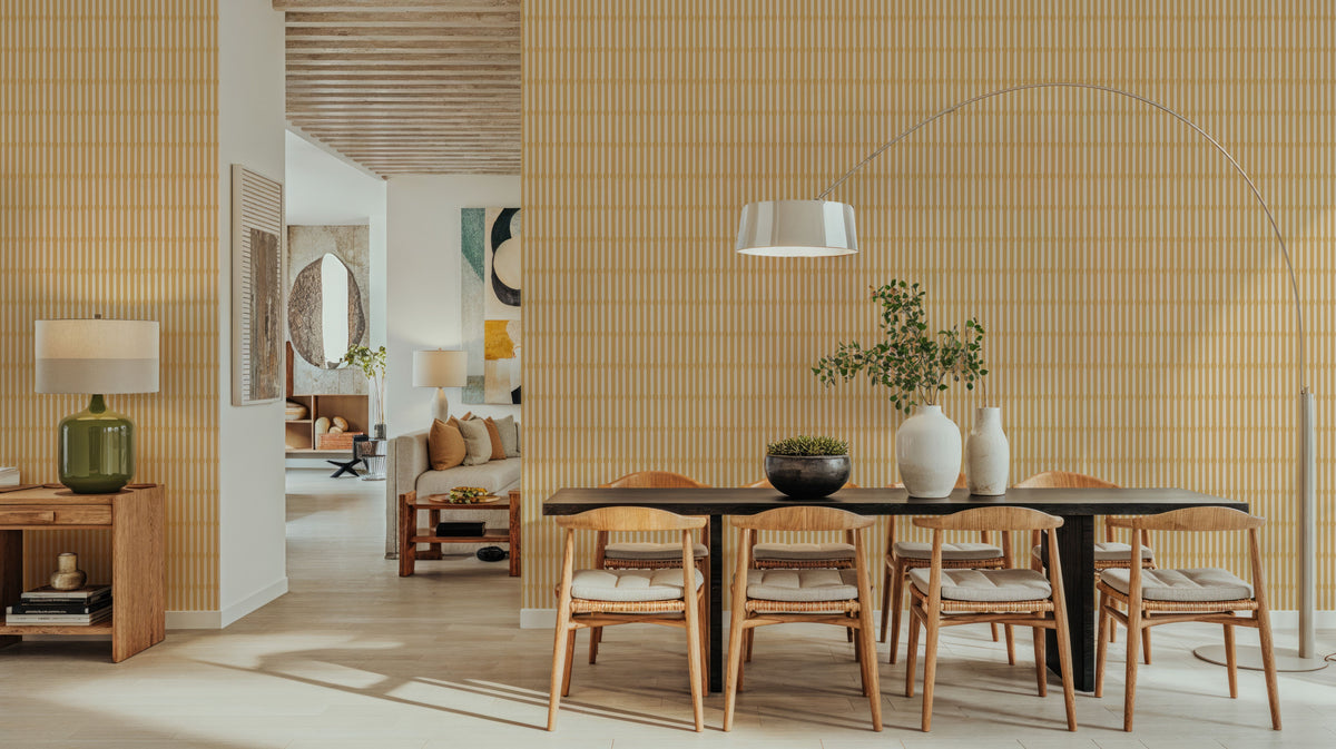 Bamboo Stripes, Sunflower Mural Wallpaper - room preview 04