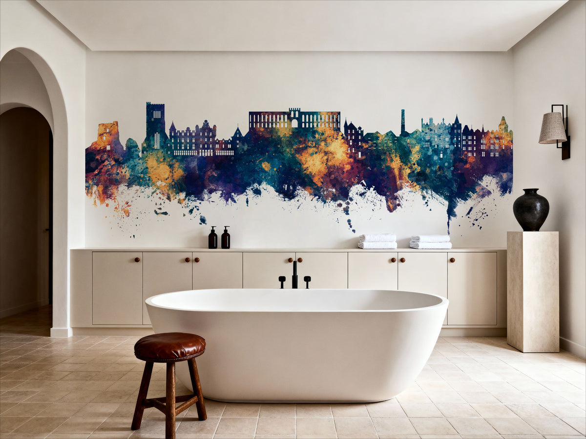Oban Scotland Skyline Blue & Bronze Mural Wallpaper - room preview 04