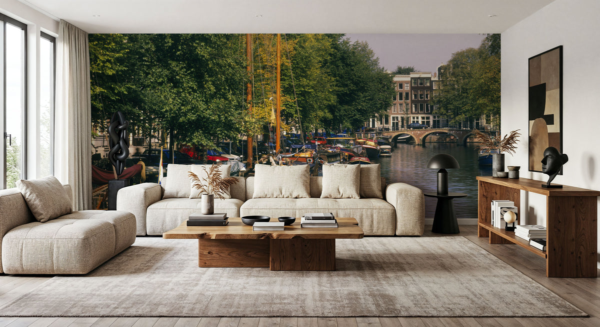 Tranquil Canal Reflections Mural Wallpaper - room preview 04