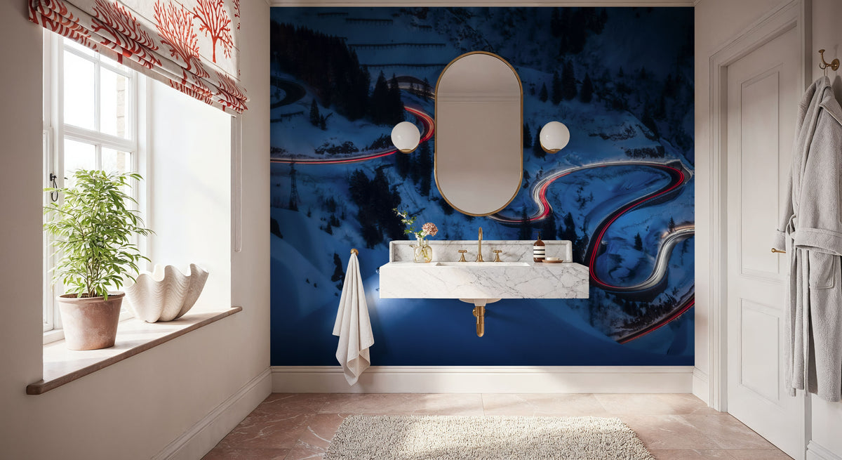 Night Skiing Mural Wallpaper - room preview 04