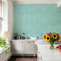 Mixed Turqouise Circles Inverse Mural Wallpaper - room preview 04