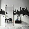 Warwick England Skyline Black & White Mural Wallpaper - room preview 04