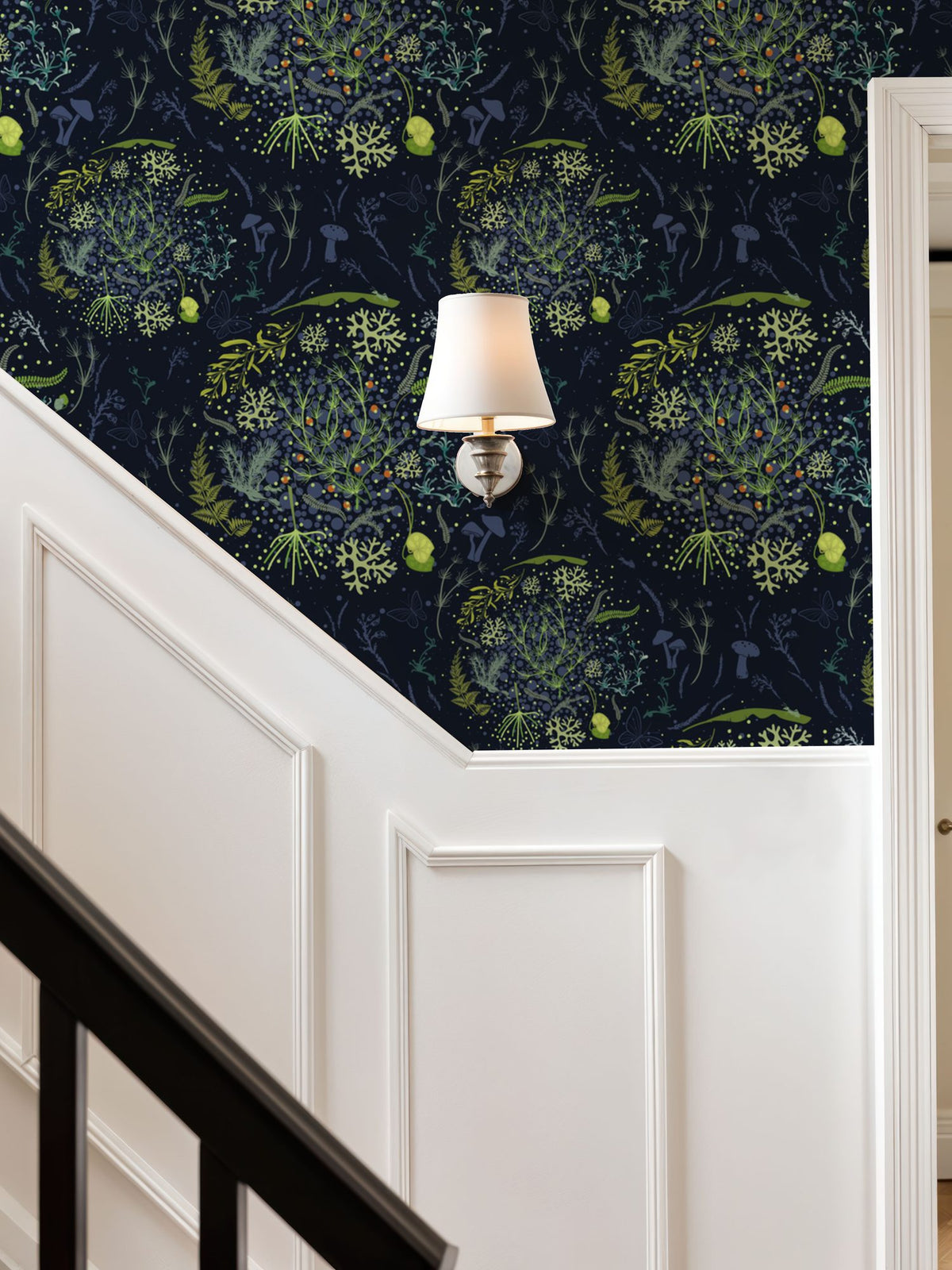 Mosses, Midnight Blue Mural Wallpaper - room preview 04