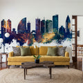 Ulaanbaatar Mongolia Skyline Blue & Bronze Mural Wallpaper - room preview 04