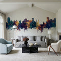 Granada Spain Skyline Blue & Bronze Mural Wallpaper - room preview 04