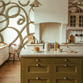 Curly Brush Lines, Beige Mural Wallpaper - room preview 04
