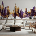Nairobi Kenya Skyline Purple & Gold Mural Wallpaper - room preview 04
