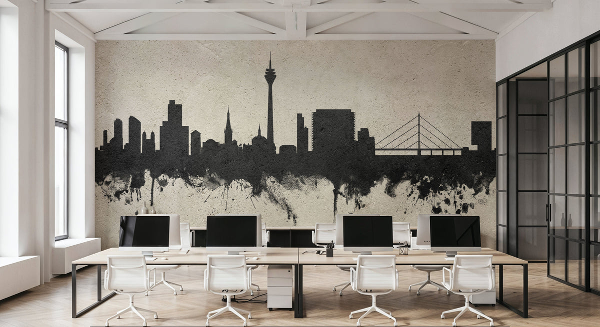 Düsseldorf Germany Skyline Concrete Mural Wallpaper - room preview 04