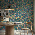 Time to Share Flowers Blue Mural Wallpaper - room preview 04