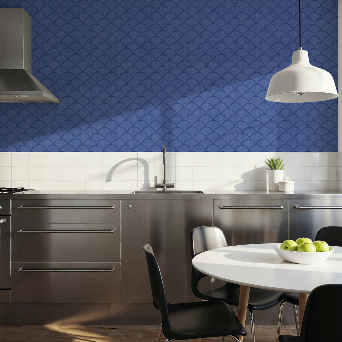 Coastal Scales Blue Mural Wallpaper - room preview 04