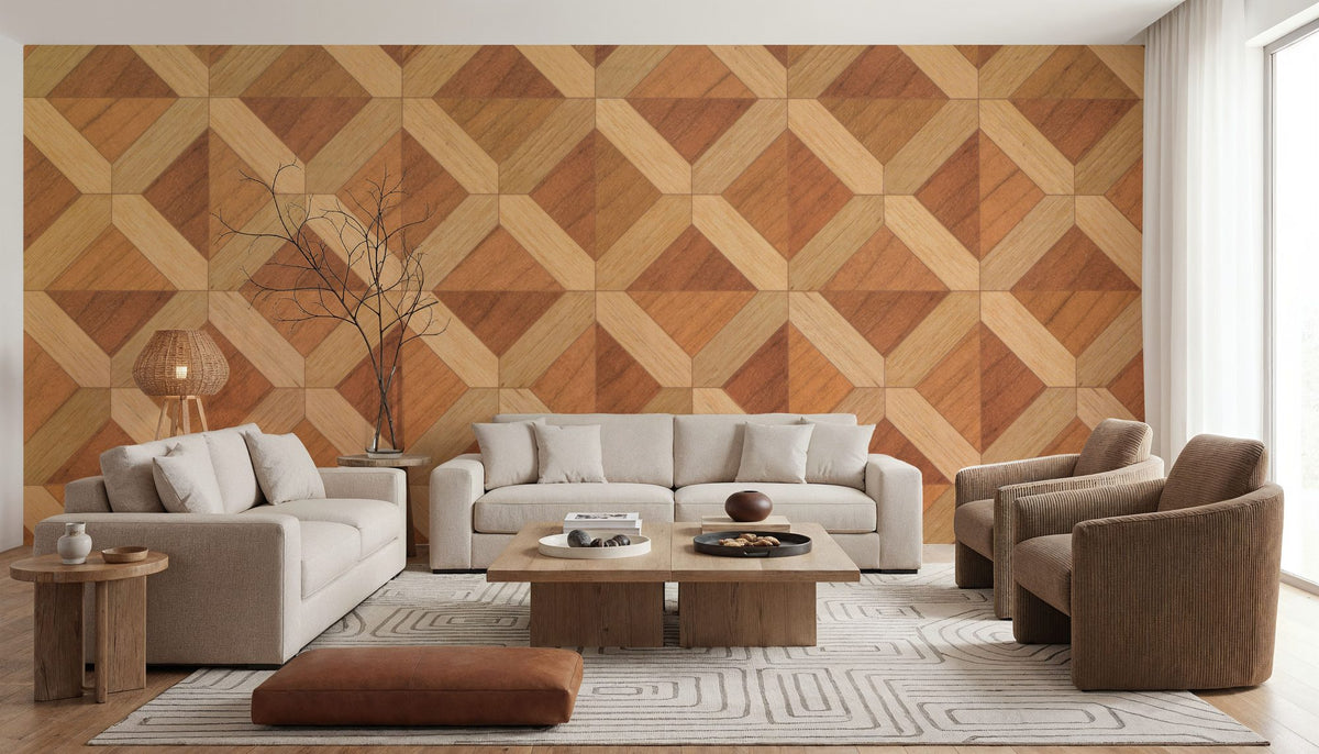 Timber Mosaic Mural Wallpaper - room preview 04
