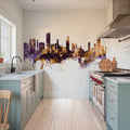 Honolulu Hawaii Skyline Purple & Gold Mural Wallpaper - room preview 04