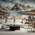 Starry Mountain Night Mural Wallpaper - room preview 04
