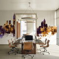 Taipei Taiwan Skyline Purple & Gold Mural Wallpaper - room preview 04