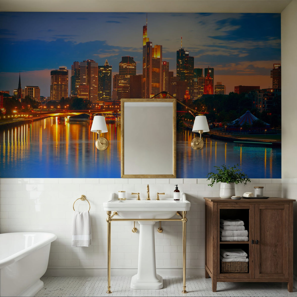 Urban Twilight Reflections Mural Wallpaper - room preview 04
