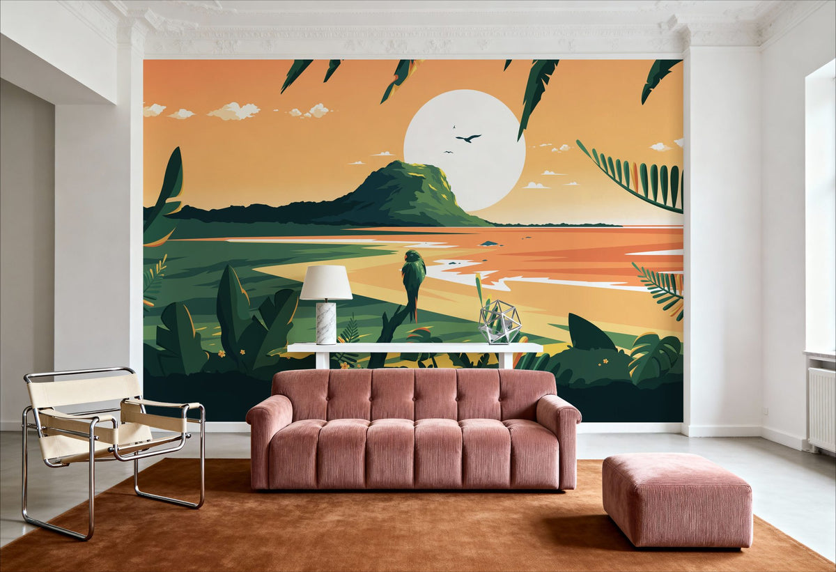 Travel Mauritius Sunset Mural Wallpaper - room preview 04