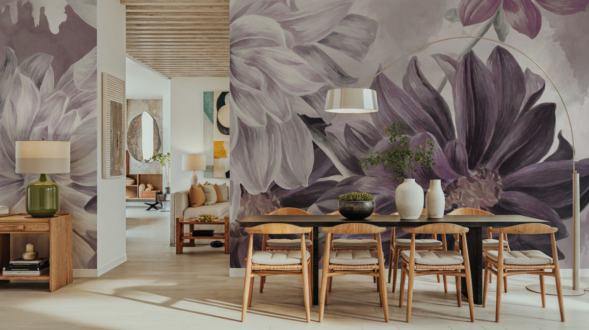 Focus on the Dahlia Red Mural Wallpaper - room preview 04