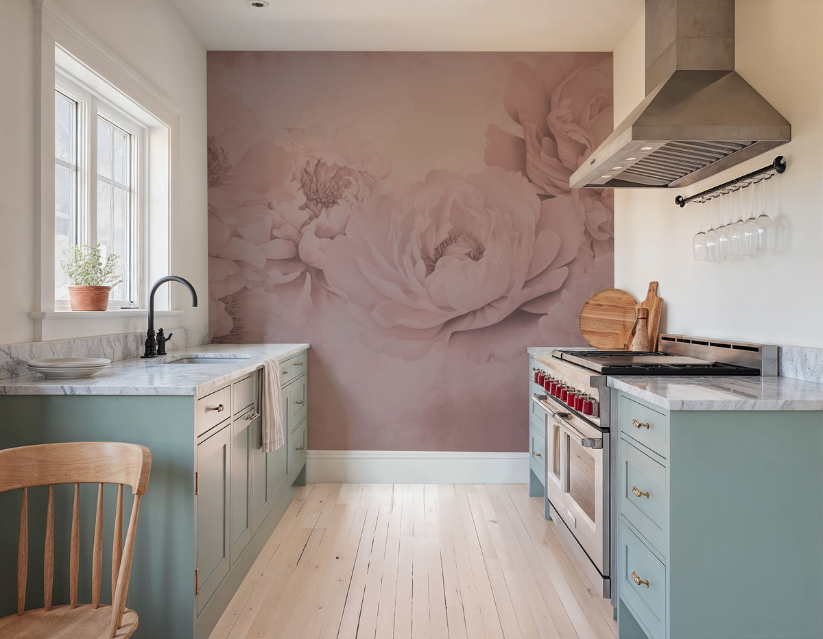 Transcendent Peony, China Rose Mural Wallpaper - room preview 04